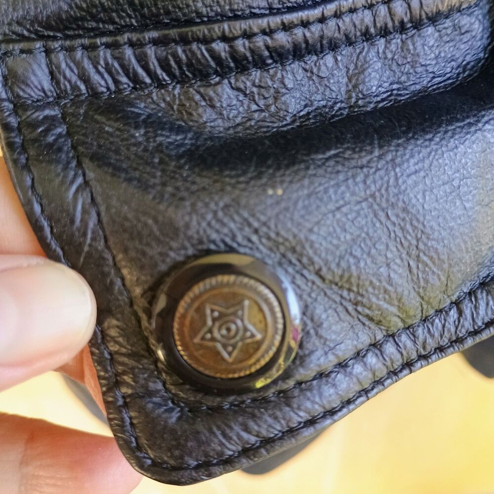 Genuine Leather Hooded Jacket Vintage Real Leather Parka Coat Drawstring Waist M - Picture 4 of 16